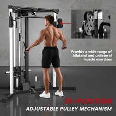 SPORTNOW Multifunctional Gym Machine with High-Low Pulleys Pull Up Bar Home Strength Training, Black