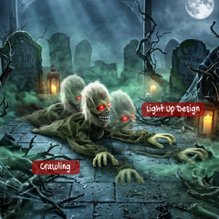 HOMCOM Halloween Decoration Halloween Animatronic Crawling Zombie with Light-Up Eyes and Creepy Sound