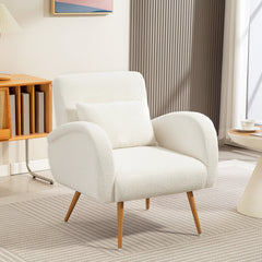 HOMCOM Teddy Fleece Accent Chair - Cream White