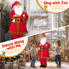 The singing santa figure shown with children in a living room during the holidays