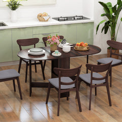 HOMCOM Folding Dining Table, Drop Leaf Table for Small Spaces, Oval Tabletop for Dining Room, Chocolate Wood Effect - product