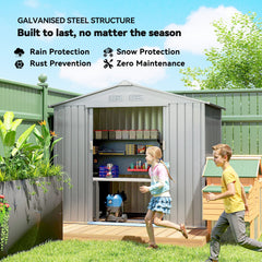 Outsunny 7 x 4ft Lockable Metal Garden Tool Storage Shed Storage - Light Grey