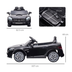 HOMCOM Benz SLC 300 Licensed 12V Kids Electric Ride On, with Music, Remote Control, LED Headlights, Horn, Black