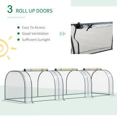Outsunny Mini Greenhouse, Small Polytunnel Green House with Zipped Doors, Steel Frame for Garden Patio, 300 x 100 x 80cm