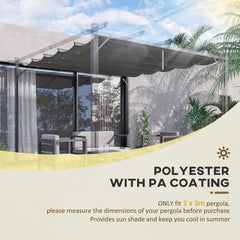 Outsunny Retractable Pergola Cover, 2.55 x 2.5 m Replacement Canopy Fabric for 3 x 3 m Frame, Roof Top Only, Dark Grey