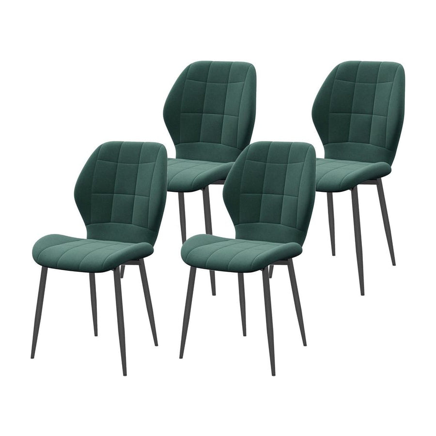 HOMCOM Set of Four Flannel Relaxed Tub Dining Chairs - Green