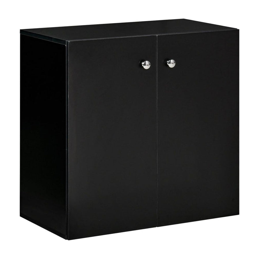 HOMCOM Storage Cabinet w/ Two Shelves Wooden Sideboard Freestanding Kitchen Cupboard Bookcase - Black