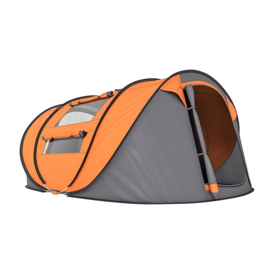 Outsunny 4 Person Pop-up Camping Tent Family Tent with Ground Sheet, 4 Windows and Portable Carry Bag for Beach Outdoor Trip