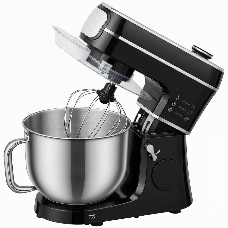 HOMCOM Stand Mixer, 6L 1400W Tilt-Head Food Mixer with 11 Speeds, Pulse & Fermentation Function, LED Display, Black