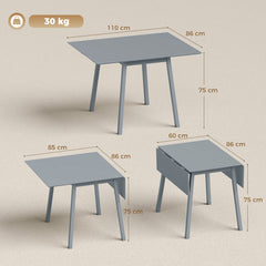 HOMCOM Solid Wood Folding Dining Table, Drop Leaf Table for 2-4 People, Rectangle Kitchen Table