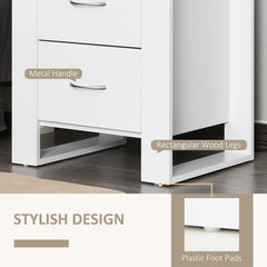 HOMCOM Bedside Table with 2 Drawers, Nightstand with Handles and Elevated Base, Side Table for Bedroom, Living Room, White