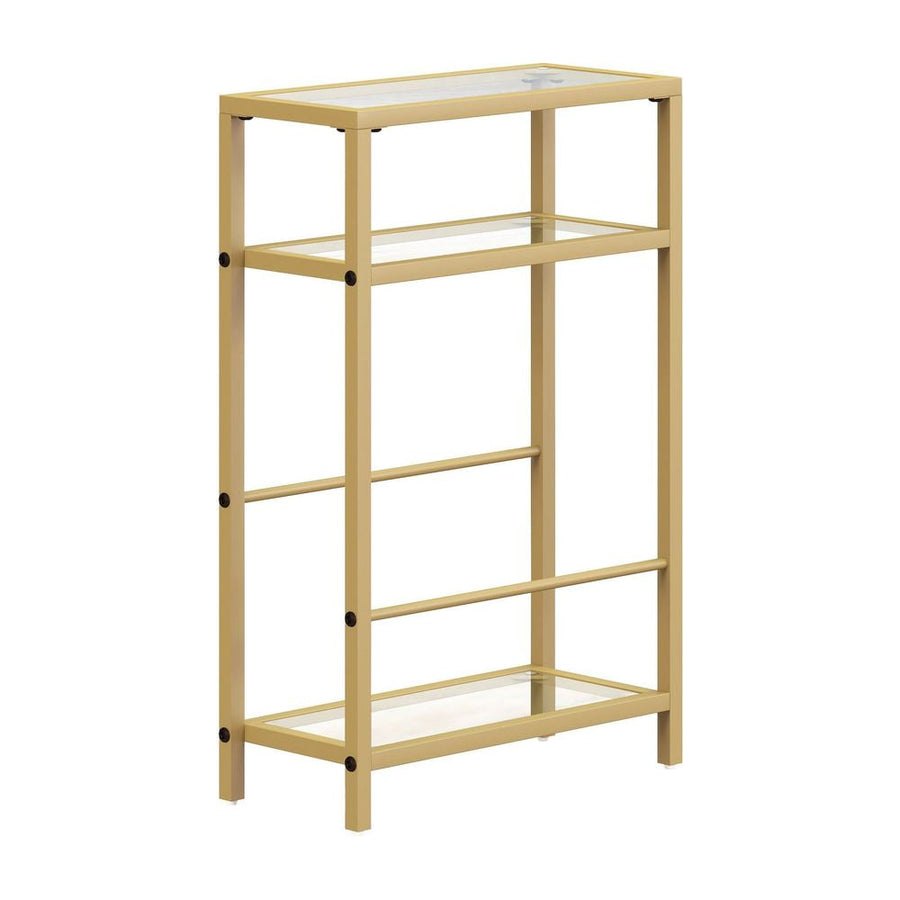 HOMCOM 3-Tier Side Table, Narrow End Table with Storage Shelf and Tempered Glass Tabletop for Small Spaces, Bedroom, Living