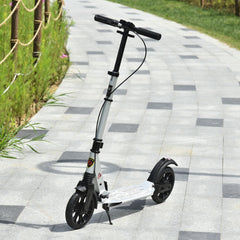 HOMCOM Teen/Adults Aluminium Folding Kick Scooter w/ Shock Mitigation System Silver