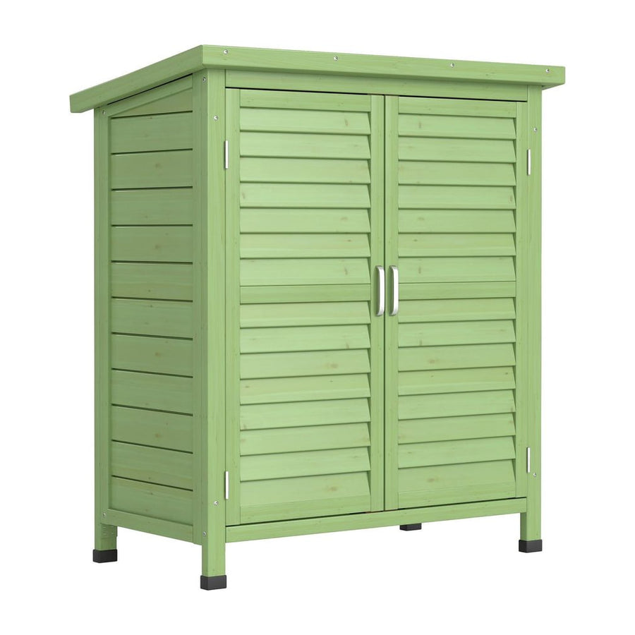 Outsunny Garden Shed Wooden Garden Storage Shed 2 Door Unit Solid Fir Wood Garage Tool Organisation Cabinet, 87L x 46.5W x