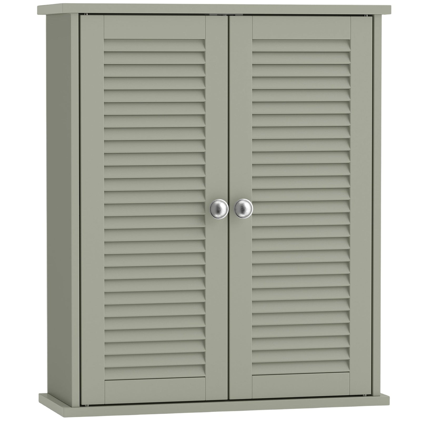 HOMCOM Bathroom Cabinet, Bathroom Wall Cabinet with Louvered Doors and Adjustable Shelf Storage for Kitchen, Light Green