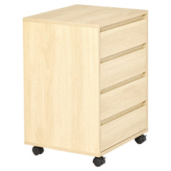 HOMCOM Four-Drawer Office Filing Cabinet, with Wheels - Natural