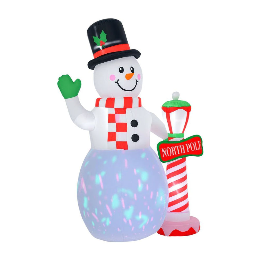 HOMCOM 8ft Tall Christmas Inflatable Snowman with Street Lamp, Lighted for Home Indoor Outdoor Garden Lawn Decoration Party