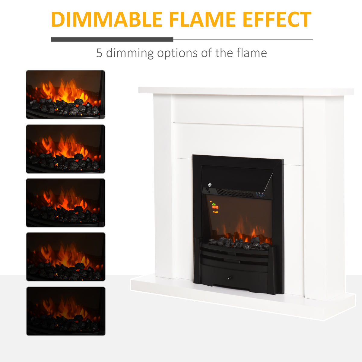 HOMCOM 40" Electric Firplace Suites & Mantelpiece in White, image 4