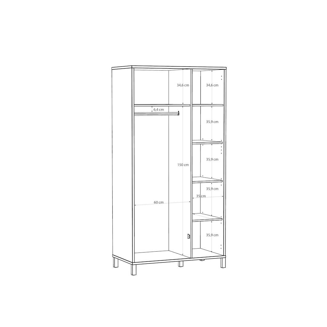 Skelbit Hinged Door Wardrobe 101cm in Oak Elegant, image 6