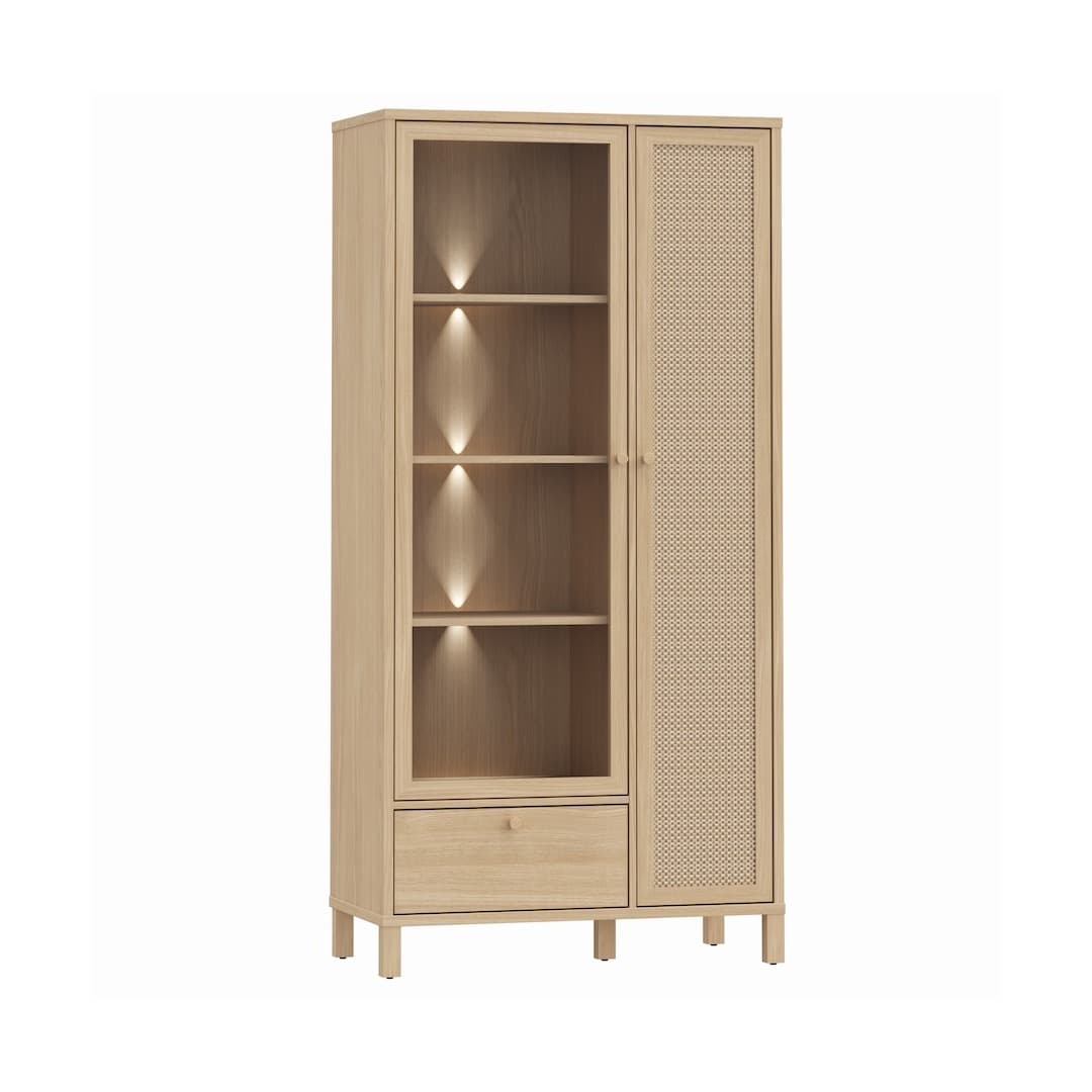 Skelbit Tall Display Cabinet 86cm in Oak Elegant, image 3