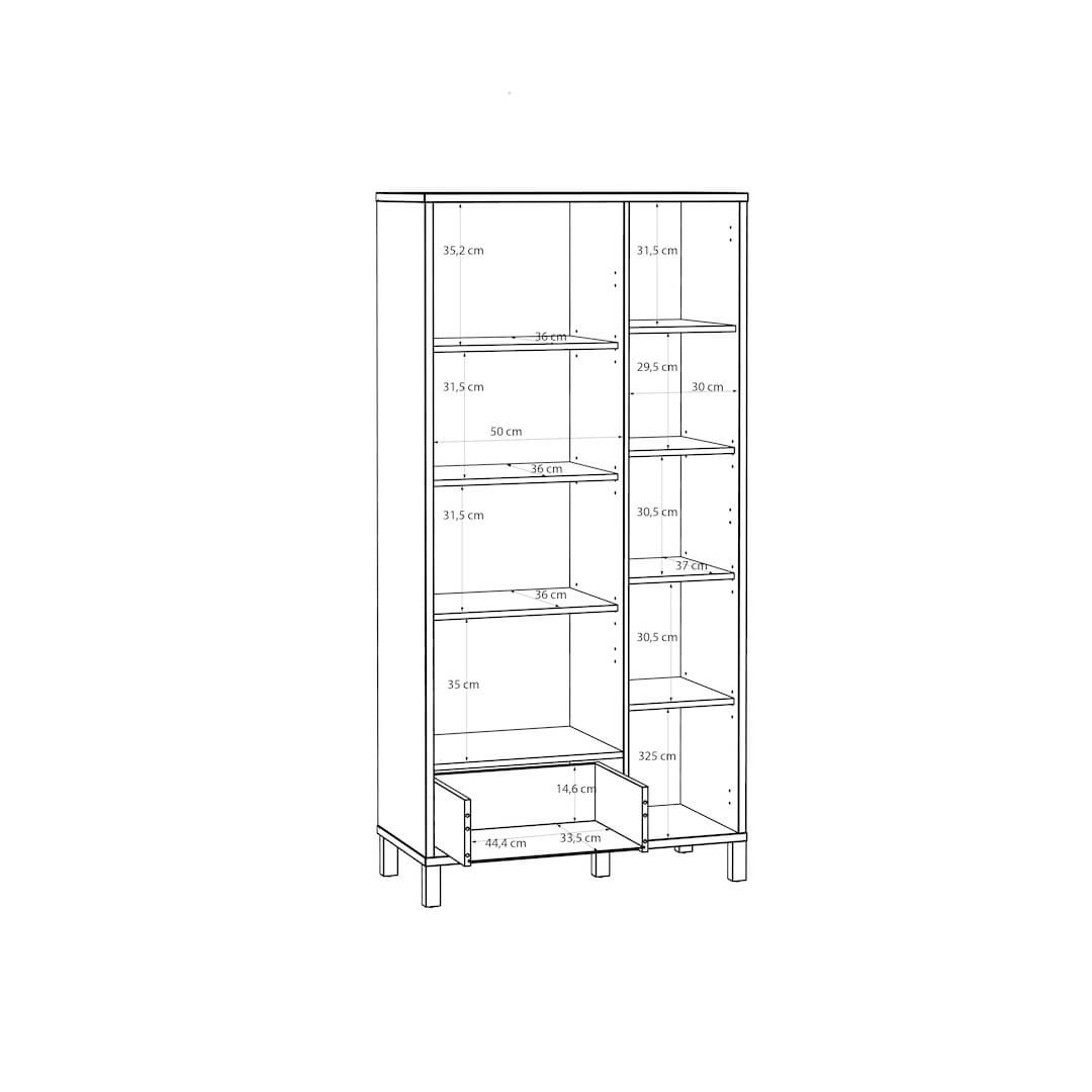 Skelbit Tall Display Cabinet 86cm in Oak Elegant, image 8