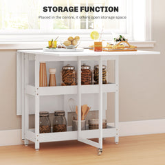 HOMCOM Four-Person Drop Leaf Table - White
