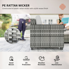 Outsunny Six-Piece Modular Rattan Sofa Set - Light Grey