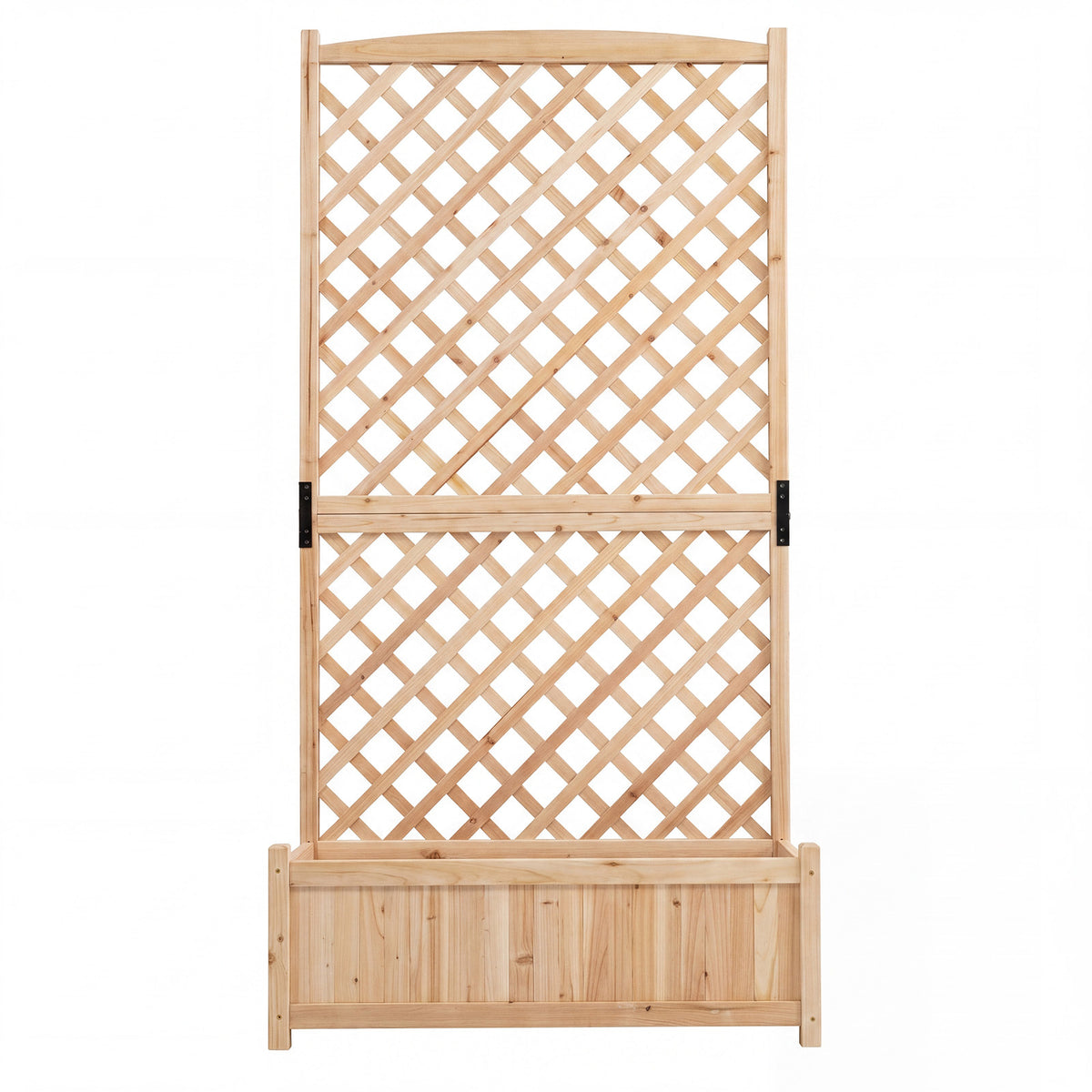 Raised Garden Bed with Trellis Wood Planter Box with Diamond Lattice Trellis-Natural