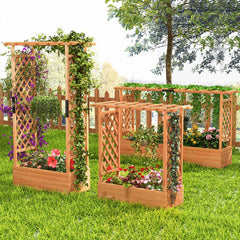 Raised Garden Bed with 2-Sided Trellis and Hanging Roof-Orange