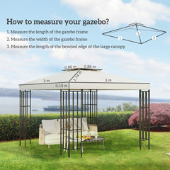 Outsunny Gazebo Replacement Canopy 3x3 m-Cream White