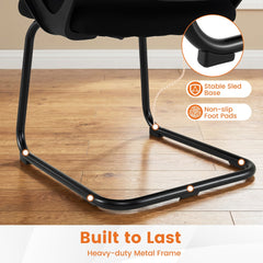 The office chairs focusing on the metal sled base and non-slip foot pads