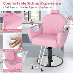 Reclining Salon Chair for Hair Stylist-Pink