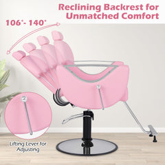 Reclining Salon Chair for Hair Stylist-Pink