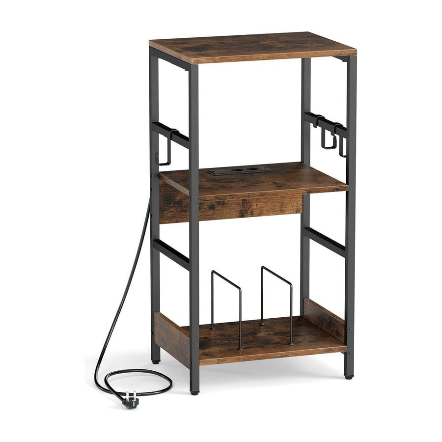 Record Player Stand with Charging Station and Vinyl Storage Holder for Living Room-Brown
