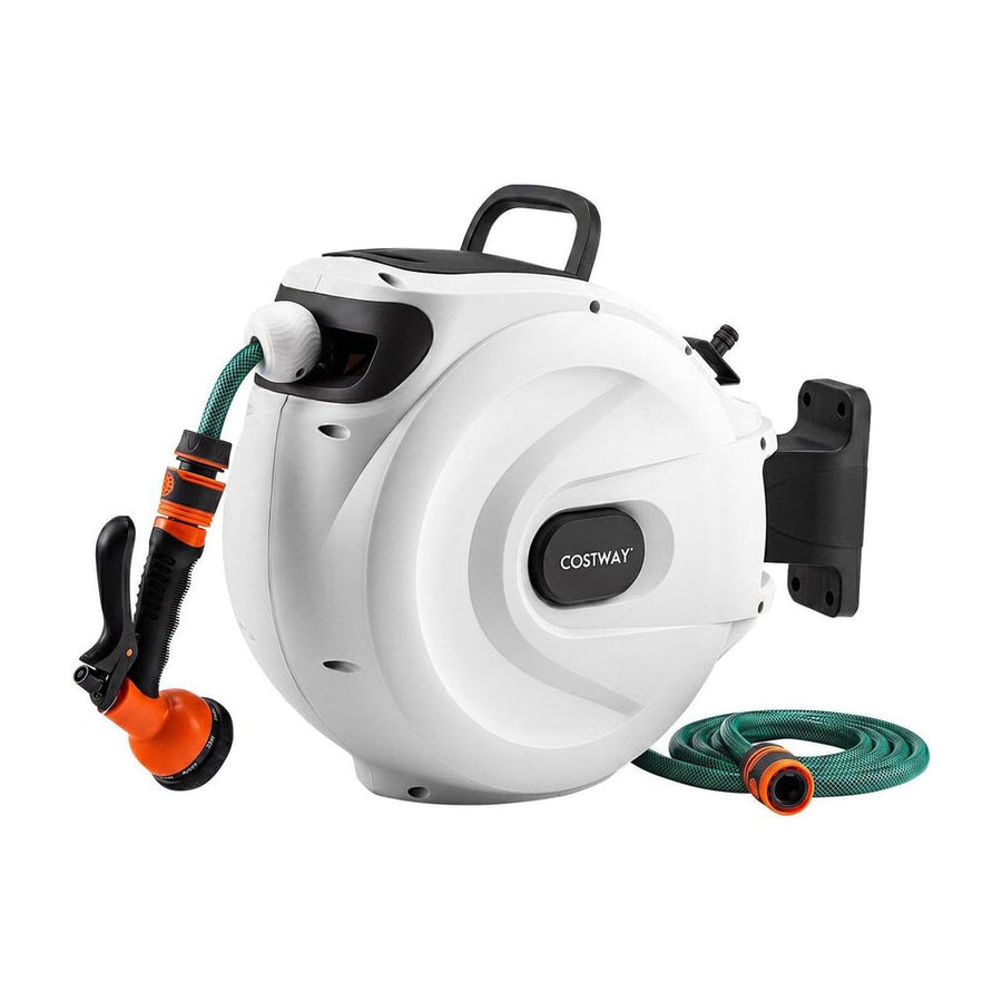 Retractable Garden Hose Reel heavy duty wall mount hose reel in white