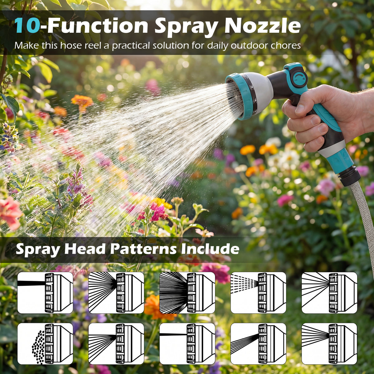 Retractable Garden Hose Reel Heavy Duty Water Hose for Patio