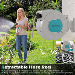 Retractable Garden Hose Reel Heavy Duty Water Hose for Patio