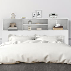 HOMCOM King-Size Headboard with Storage, Freestanding Bed Headboard with 4 Open Compartments for Bedroom, White