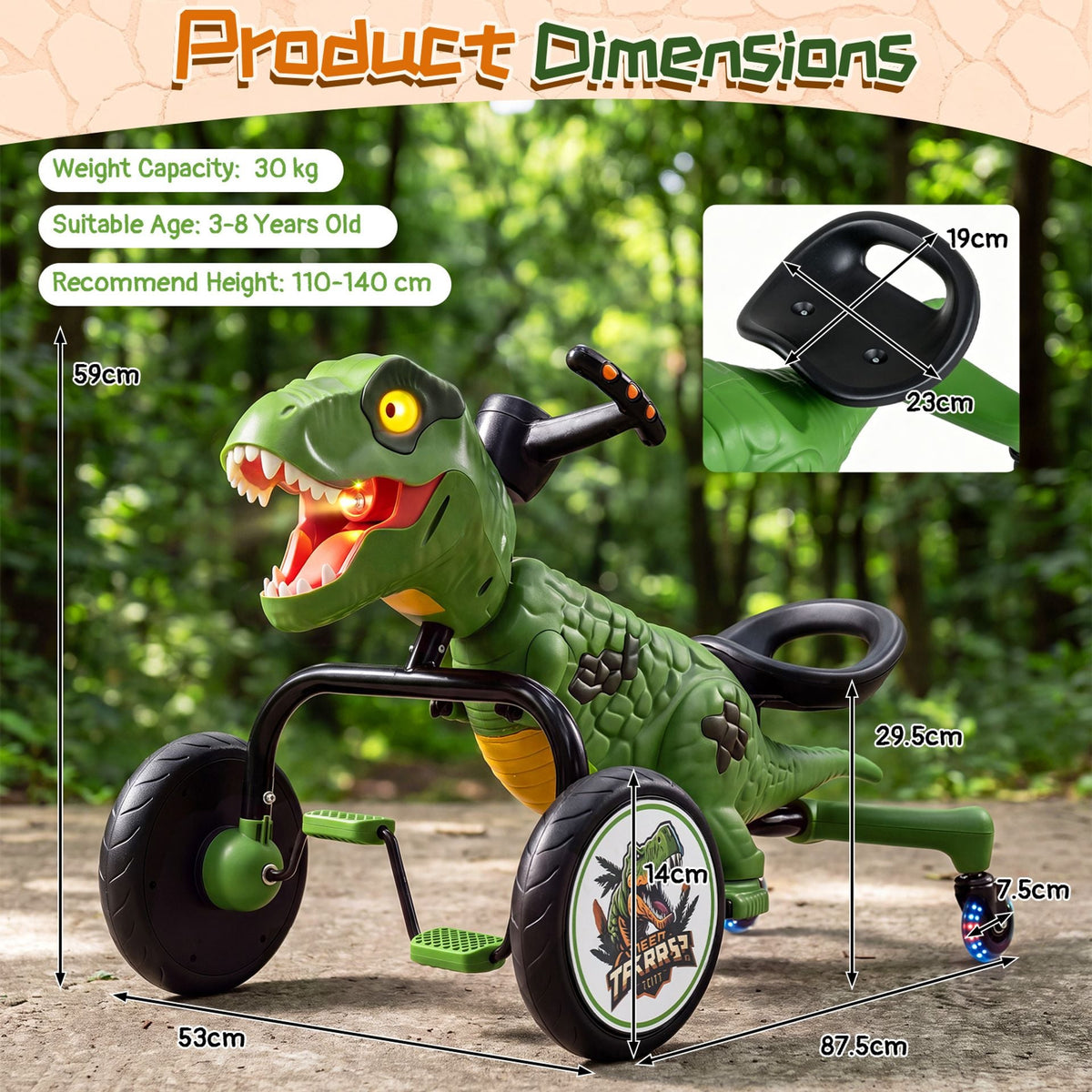 Ride on Toy for Boys and Girls 3-8 with 360° Spin Mode and Lighted Universal Wheels-Green