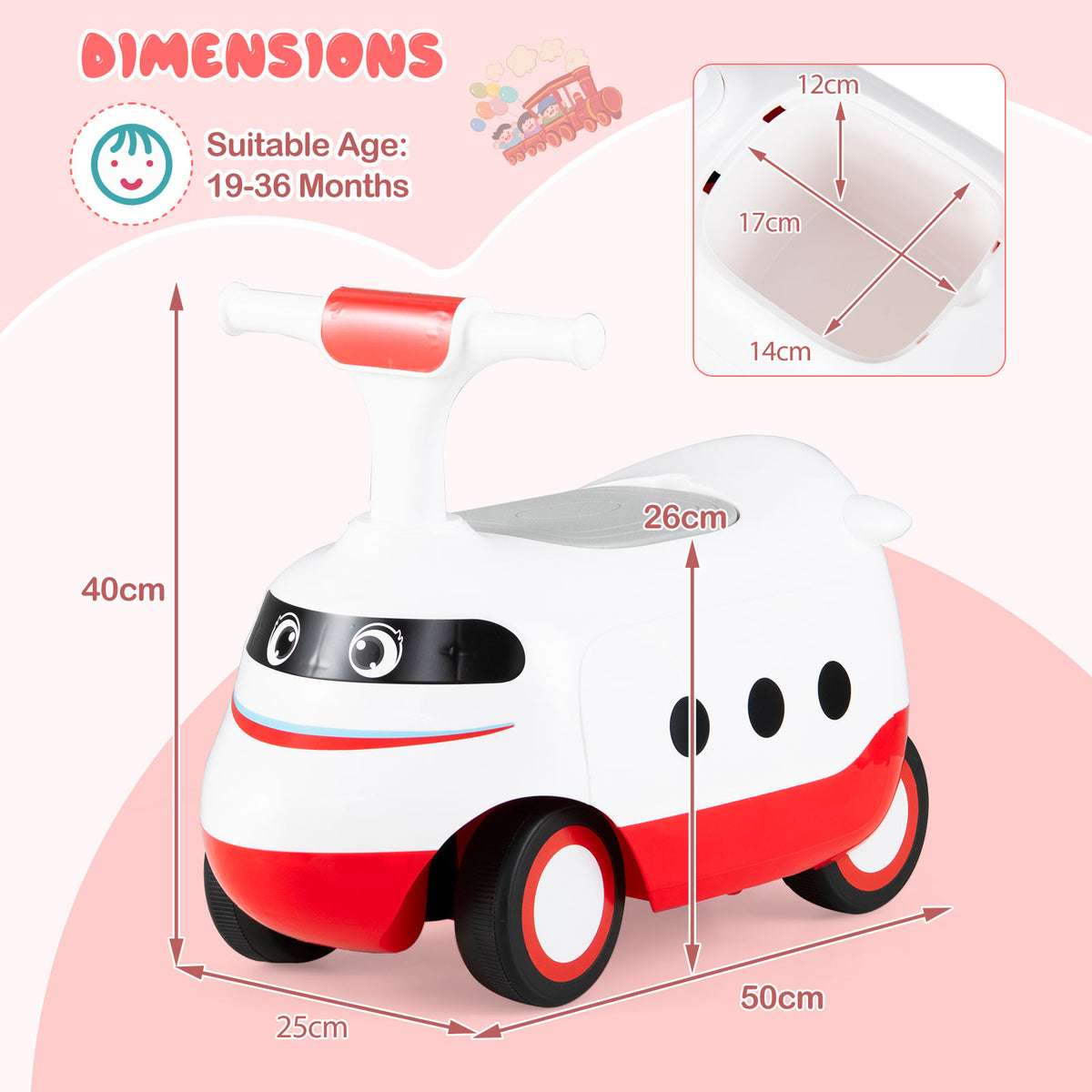 Ride on Push Car for Toddlers Sit to Stand Car with Horn and Storage-White