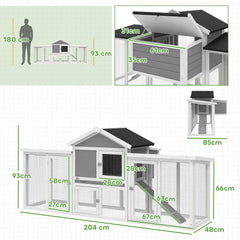 PawHut Large Chicken Coop, Wooden Outdoor Chicken Cage Poultry Hen House with Nesting Box