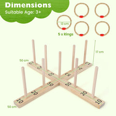 Ring Toss Game for Kids and Adults Outdoor Yard Game with 5 Rope Rings-Natural