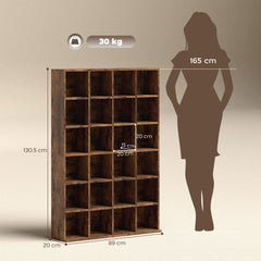 HOMCOM CD Storage Unit with Adjustable Shelves, 89 x 130.5 cm, Rustic Brown