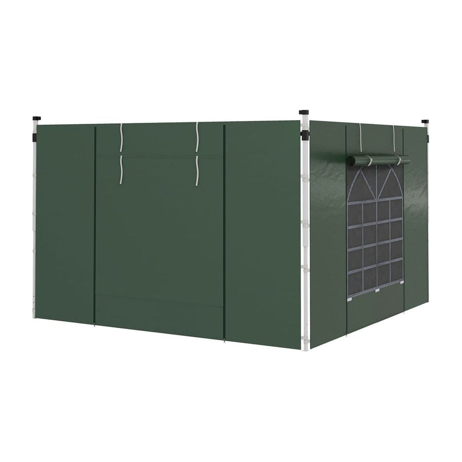 Outsunny Gazebo Side Panels, 2 Pack Sides Replacement, for 3x3(m) or 3x6m Pop Up Gazebo, with Windows and Doors, Green