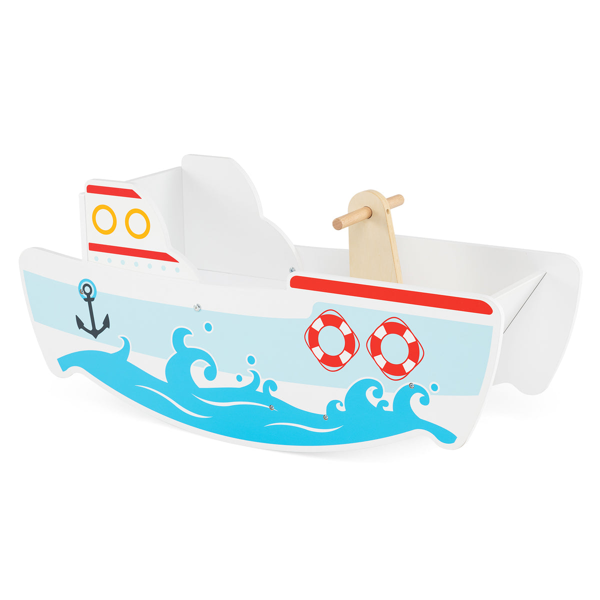 Rocking Ship for 1-5 Years Old Kids Wooden Rocking Horse Toy with Nautical Theme