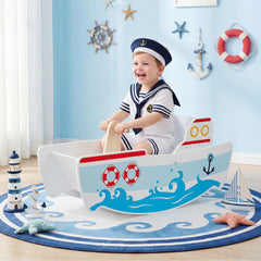 Rocking Ship for 1-5 Years Old Kids Wooden Rocking Horse Toy with Nautical Theme