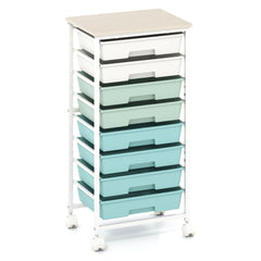 Rolling Cart with 8 Drawers and Lockable Wheels for Dorm-Green