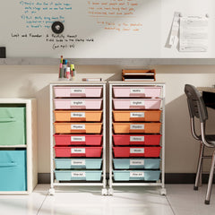 Rolling Cart with 8 Drawers and Lockable Wheels for Dorm- Macaron