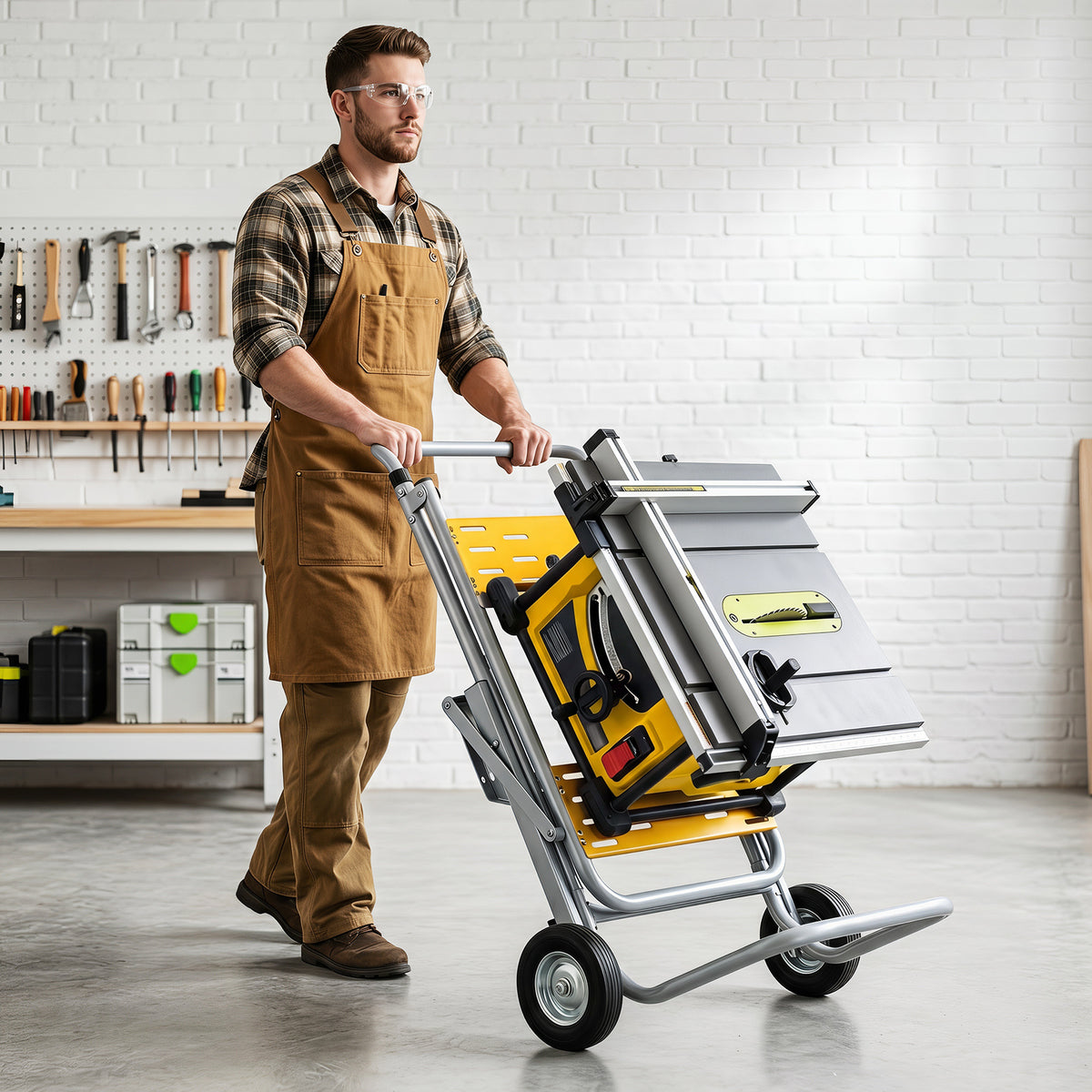 Rolling Foldable Heavy Duty Metal Base with 20cm Rubber Wheels-Yellow