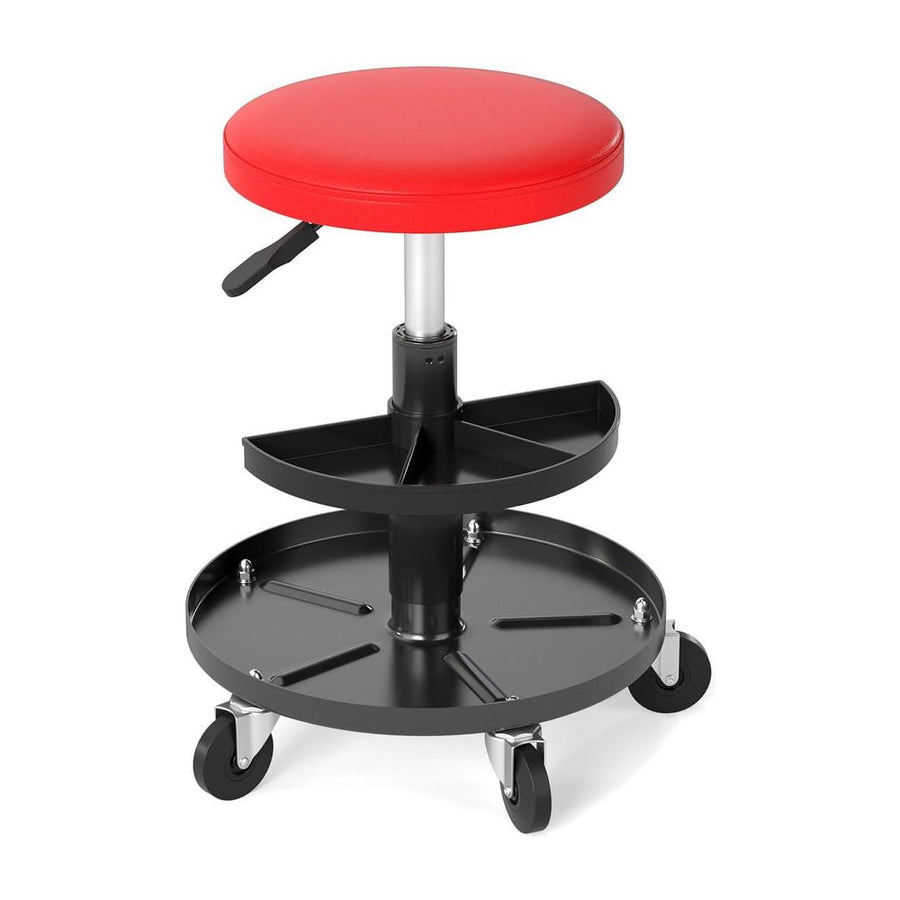 Rolling Mechanic Stool with Wheels and 42-56 cm Adjustable Seat-Red